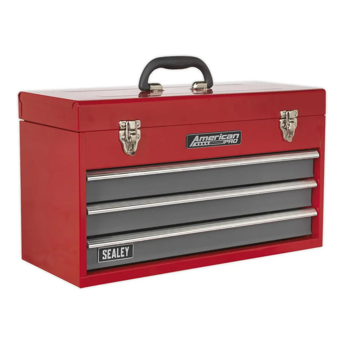 Sealey American Pro Tool Chest 3 Drawer Portable with Ball-Bearing Slides - Red/Grey 