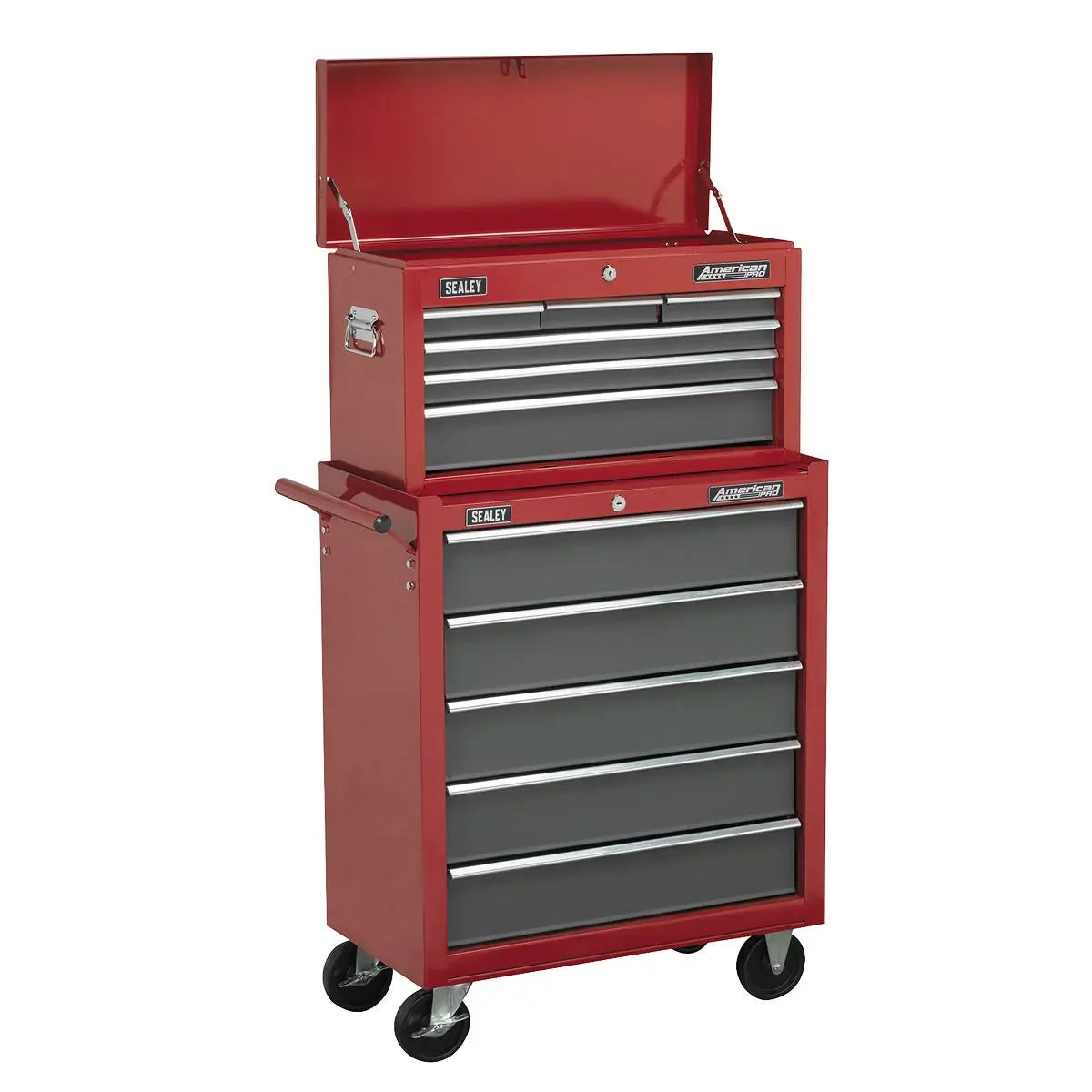 Sealey American Pro Topchest 6 Drawer with Ball-Bearing Slides - Red/Grey 