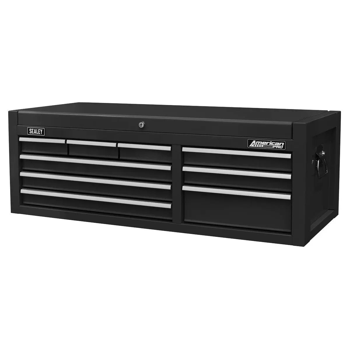 Sealey American Pro Topchest 9 Drawer with Ball Bearing Slides - Black  White Rose Tools