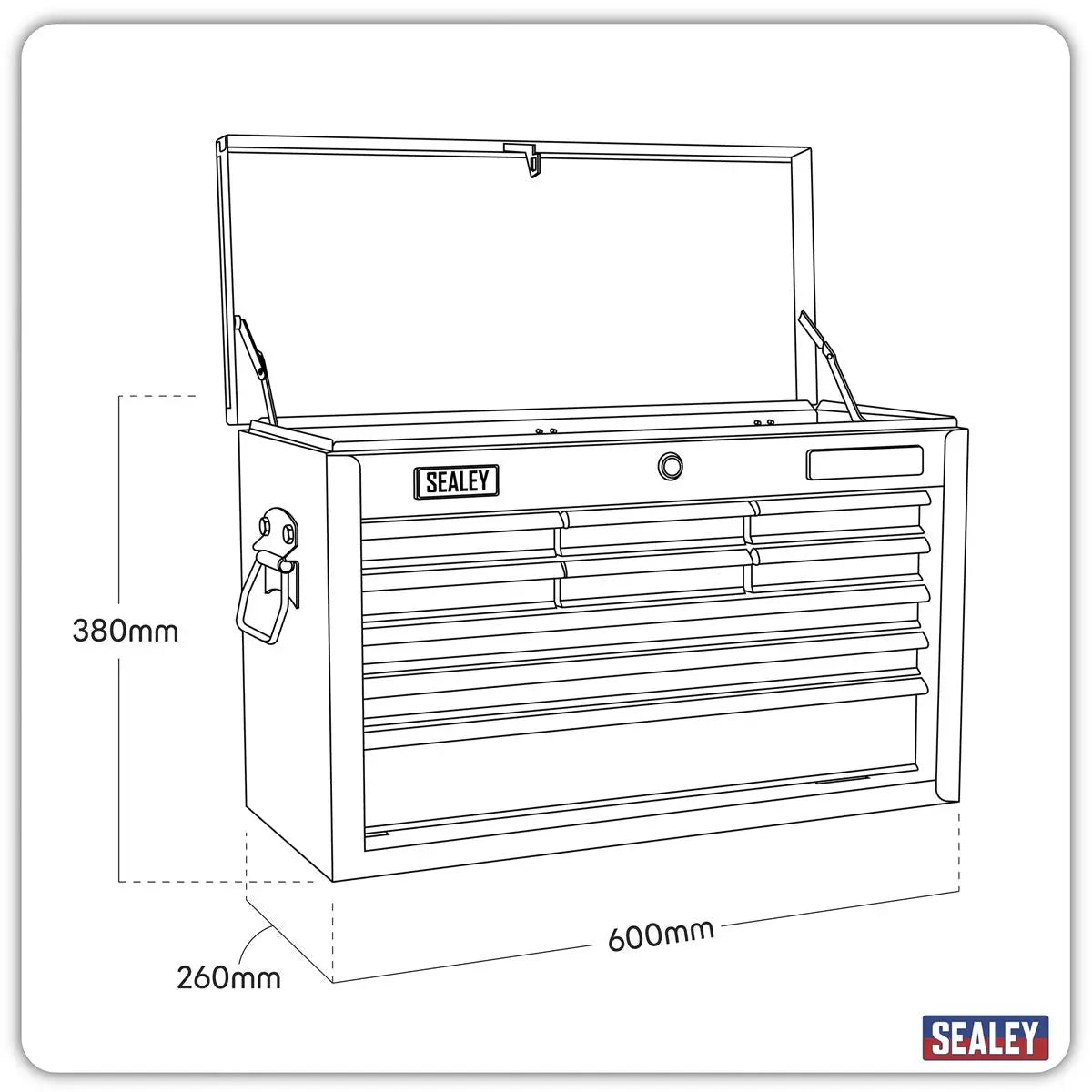 Sealey American Pro Topchest 9 Drawer with Ball-Bearing Slides - Black/Grey 