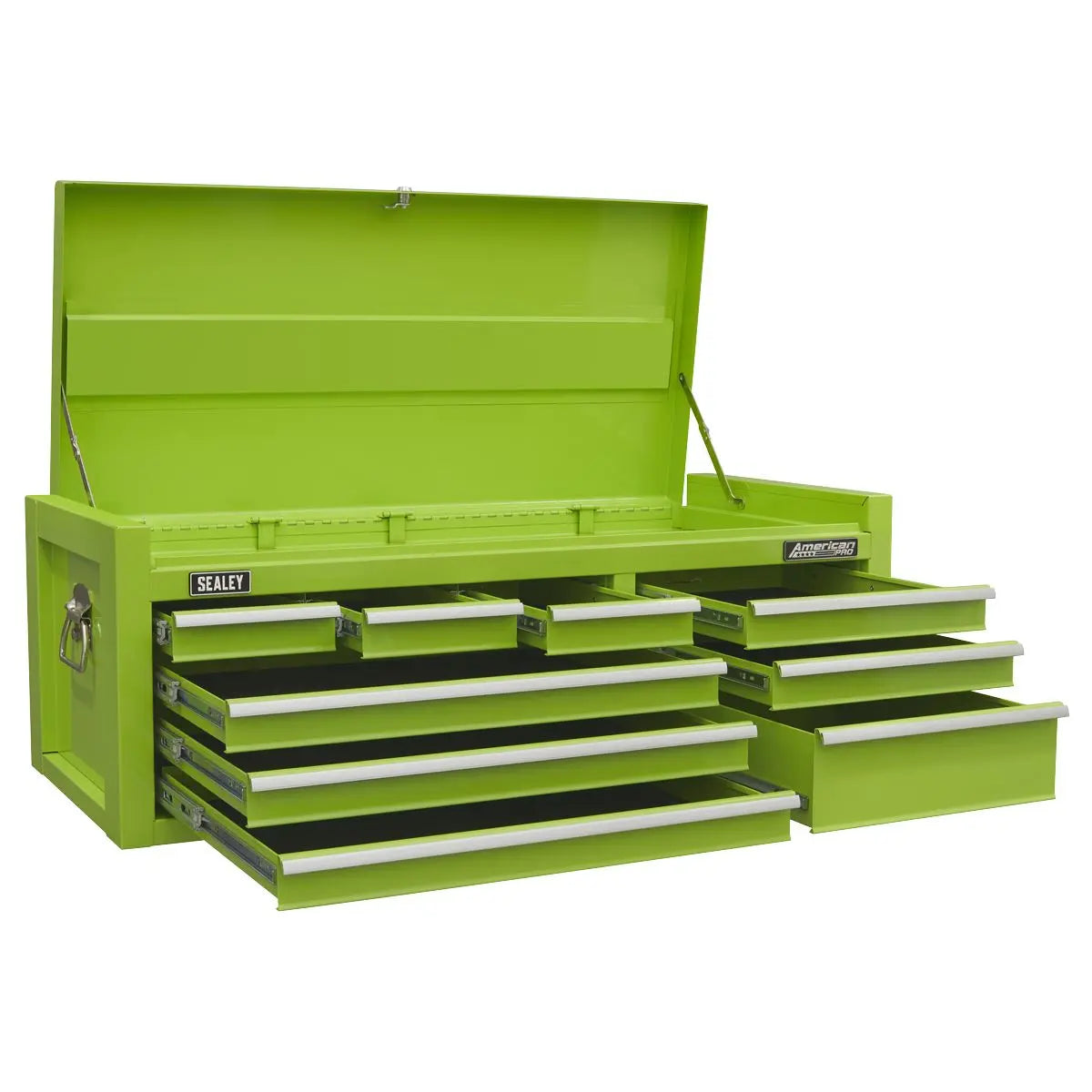 Sealey American Pro Topchest 9 Drawer with Ball Bearing Slides - Green  White Rose Tools