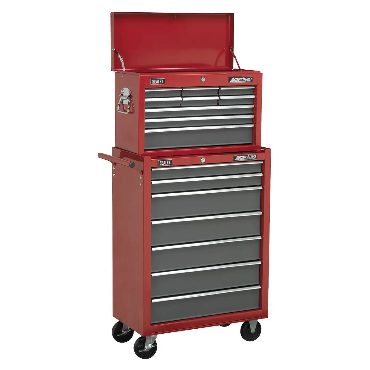 Sealey American Pro Topchest 9 Drawer with Ball-Bearing Slides - Red/Grey 