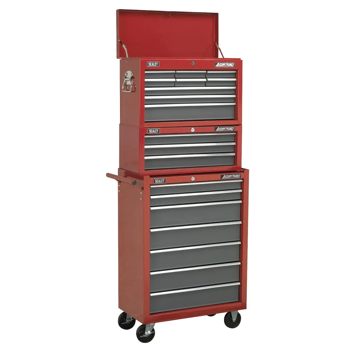 Sealey American Pro Topchest 9 Drawer with Ball-Bearing Slides - Red/Grey 