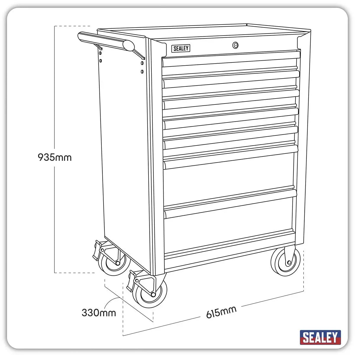 Sealey American Pro Topchest & Rollcab Combination 13 Drawer with Ball-Bearing Slides - Black/Grey 