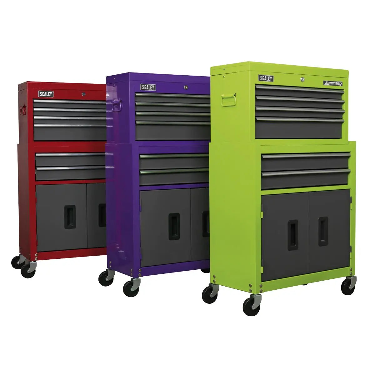 Sealey American Pro Topchest & Rollcab Combination 6 Drawer with Ball-Bearing Slides - Purple/Grey 