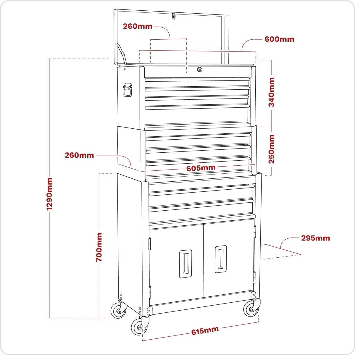Sealey American Pro Topchest, Mid-Box Tool Chest & Rollcab 9 Drawer Stack - Green 