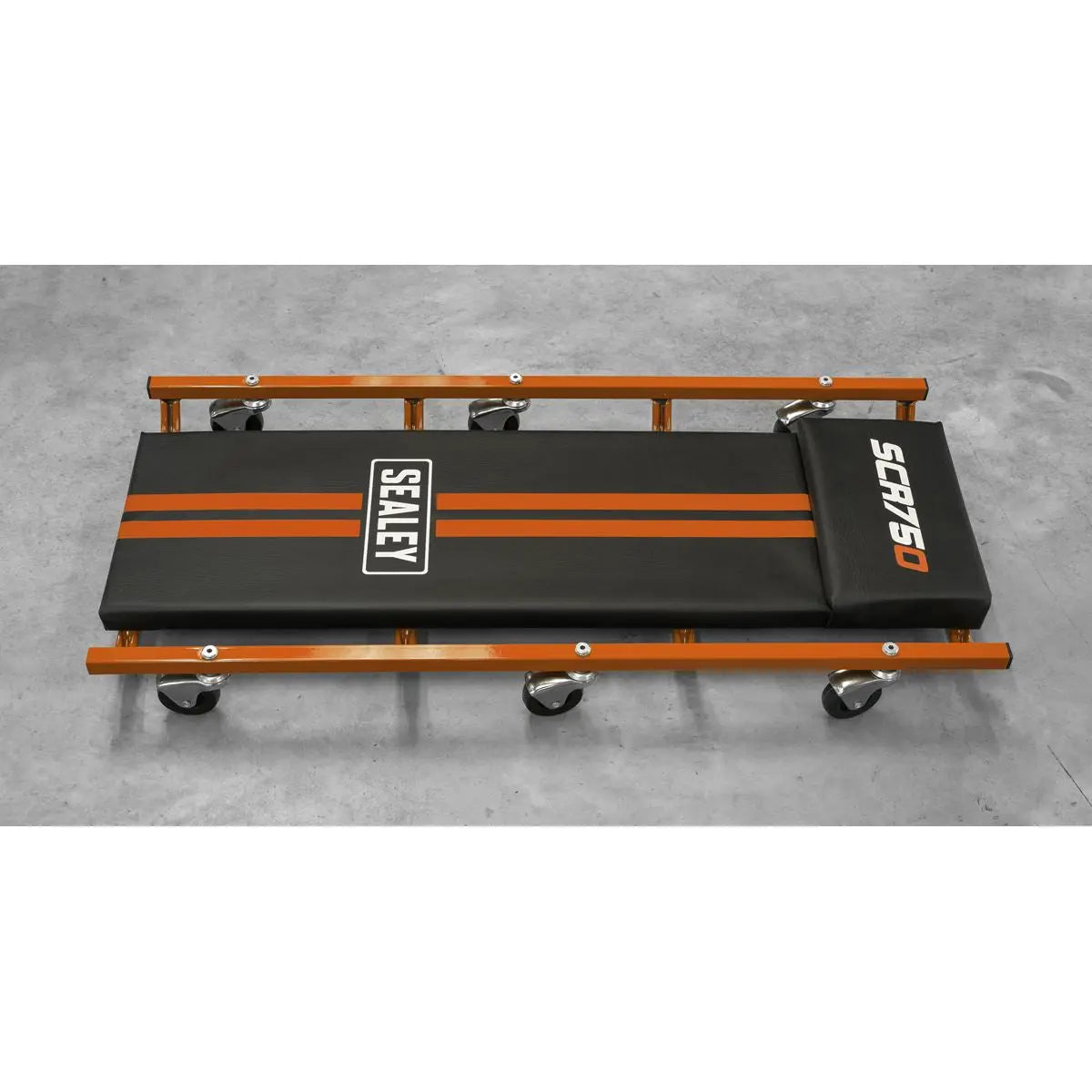 Sealey American-Style Deluxe Creeper with Steel Frame & 6 Wheels 36" - Orange 