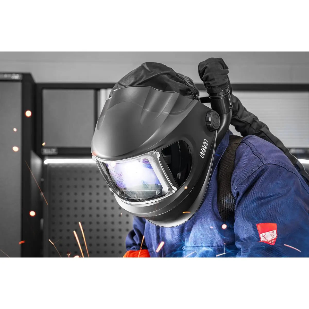 Sealey Auto Darkening Welding Helmet with TH3 Powered Air Purifying Respirator (PAPR)  White Rose Tools