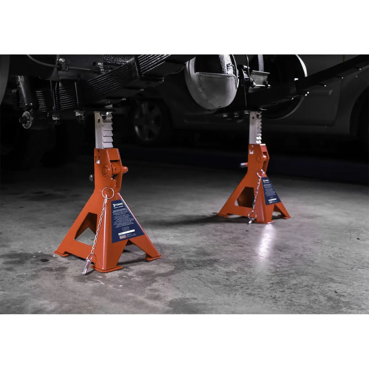 Sealey Auto Rise Ratchet Axle Stands (Pair) 3 Tonne Capacity per Stand 