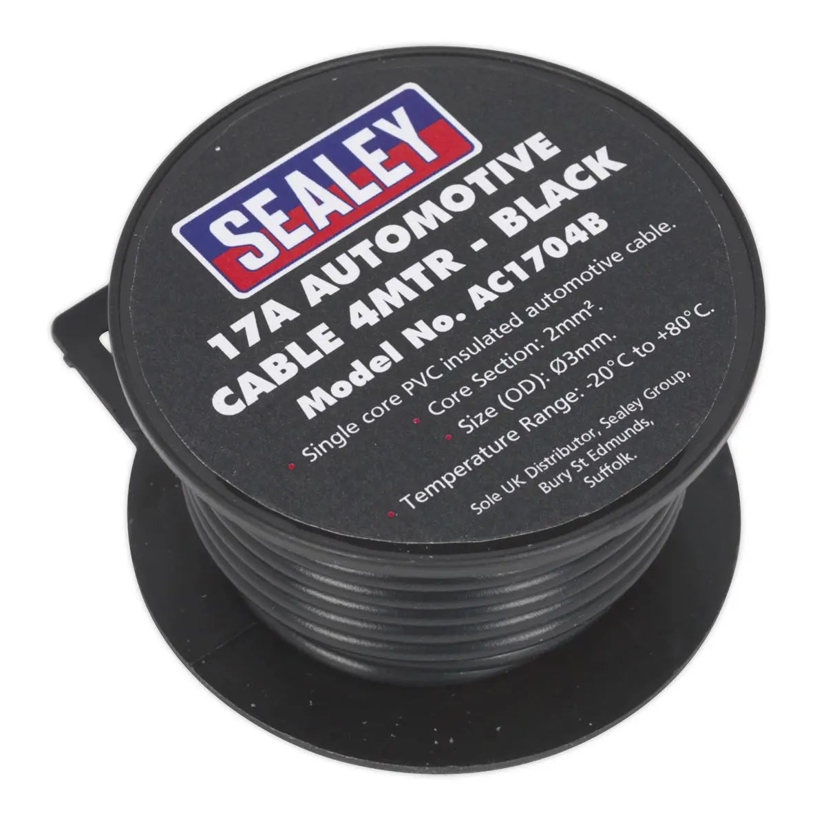 Sealey Automotive Cable Thick Wall 17A 4m Black 