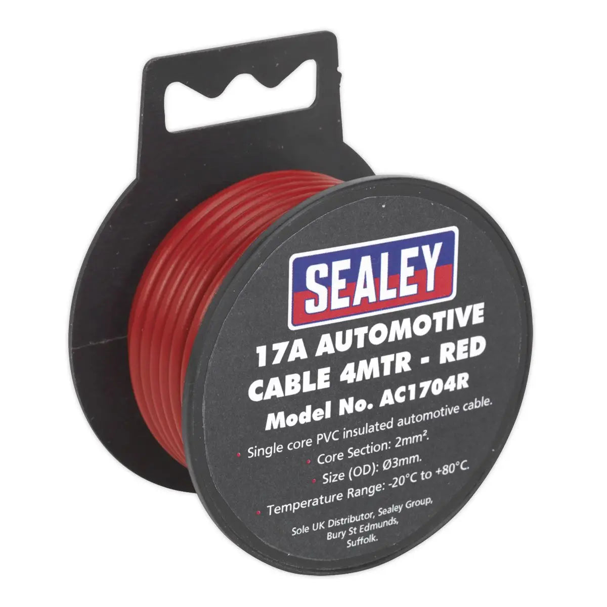 Sealey Automotive Cable Thick Wall 17A 4m Red 