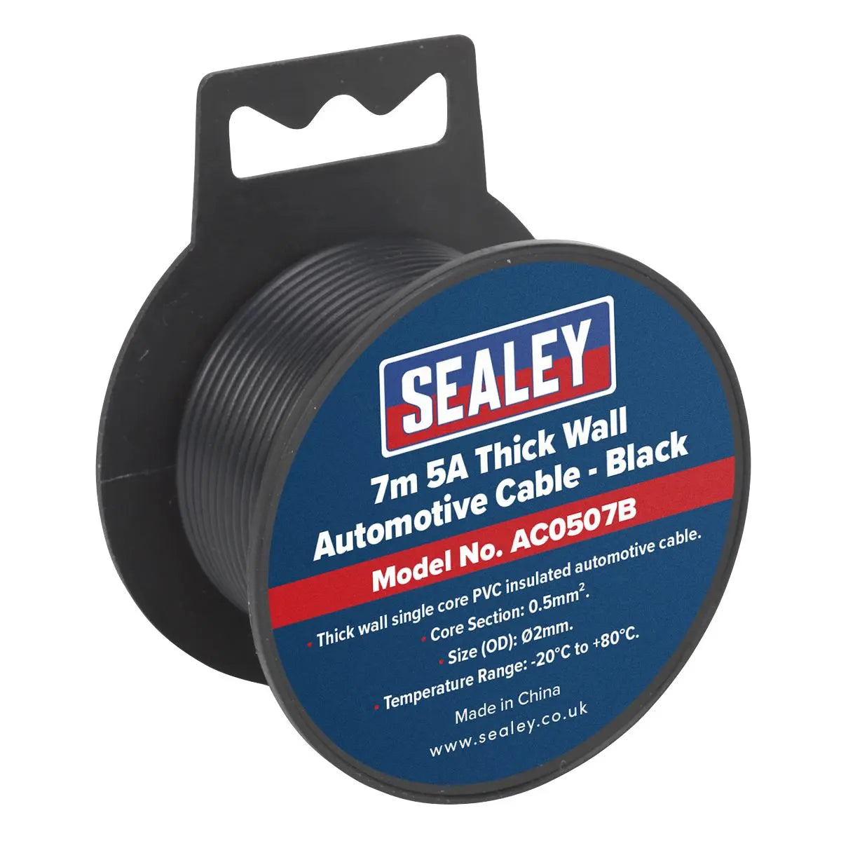 Sealey Automotive Cable Thick Wall 5A 7m Black 