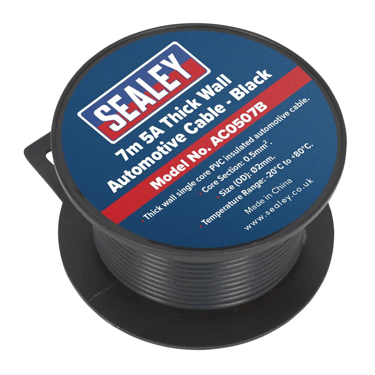 Sealey Automotive Cable Thick Wall 5A 7m Black 