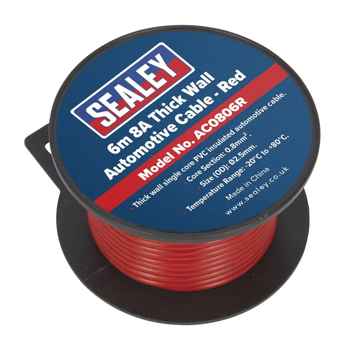 Sealey Automotive Cable Thick Wall 8A 6m Red 