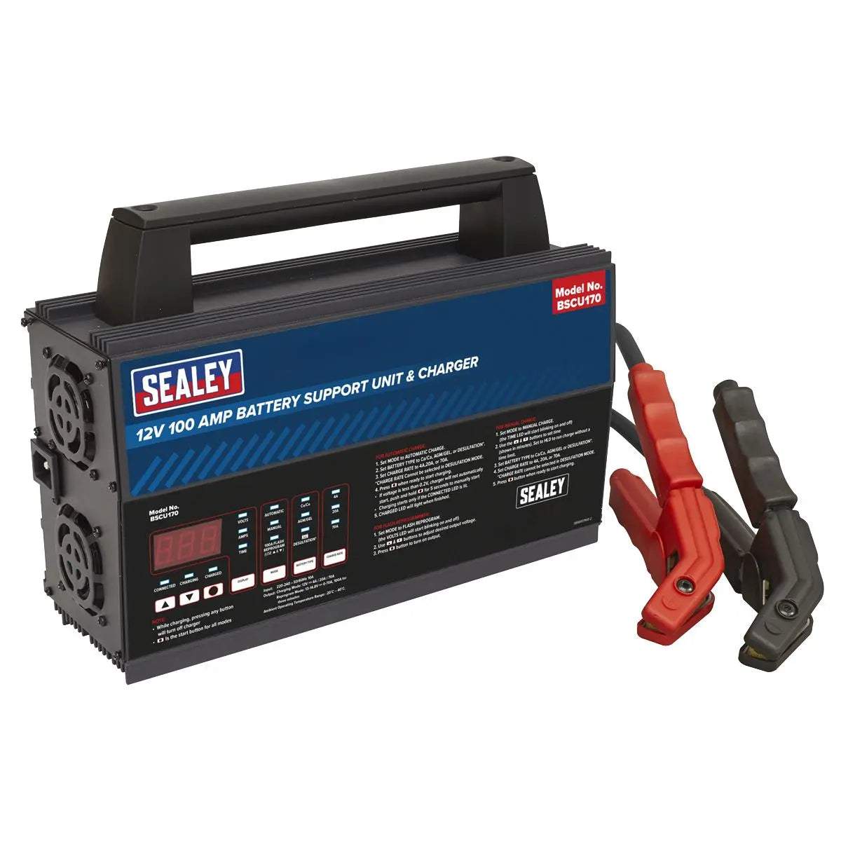 Sealey Battery Support Unit & Charger - 12V 100A 