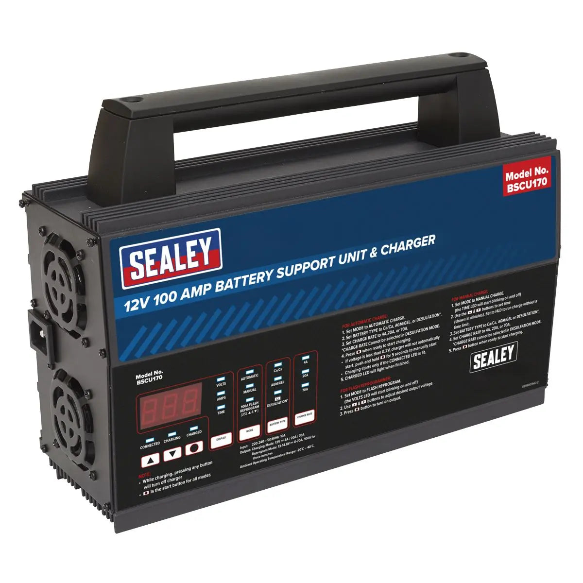 Sealey Battery Support Unit & Charger - 12V 100A 
