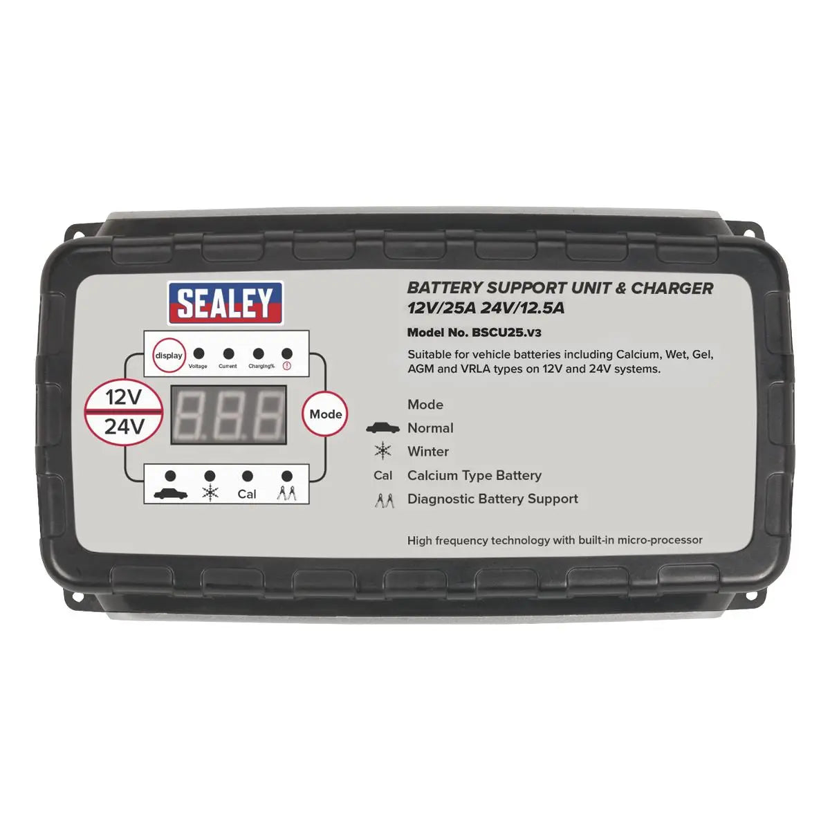 Sealey Battery Support Unit & Charger 12V-25A/24V-12.5A 
