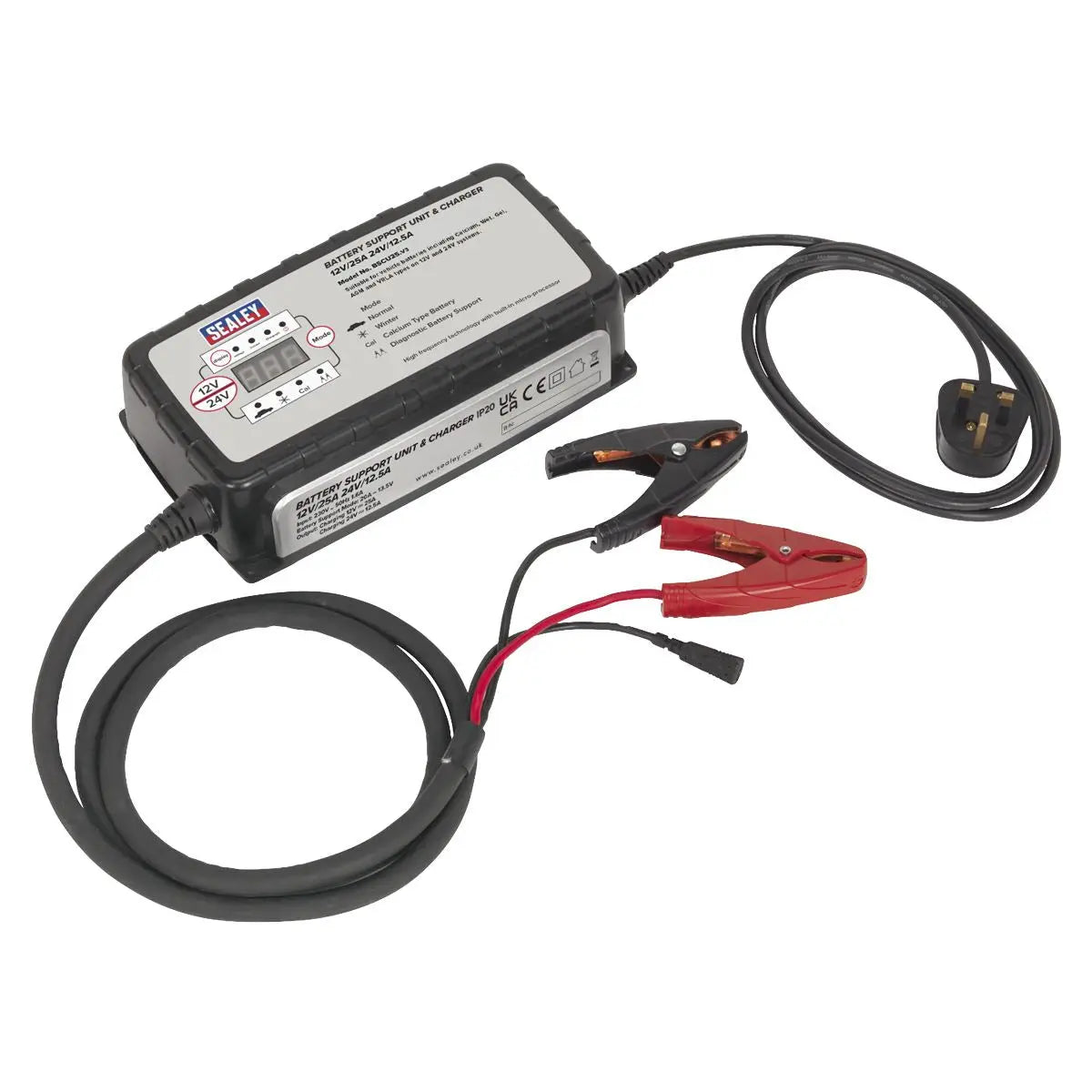 Sealey Battery Support Unit & Charger 12V-25A/24V-12.5A 