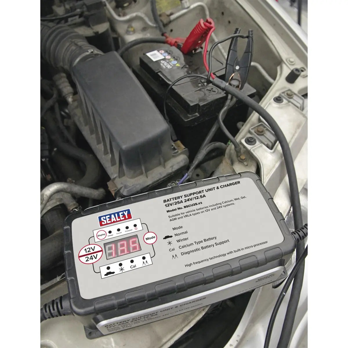 Sealey Battery Support Unit & Charger 12V-25A/24V-12.5A 
