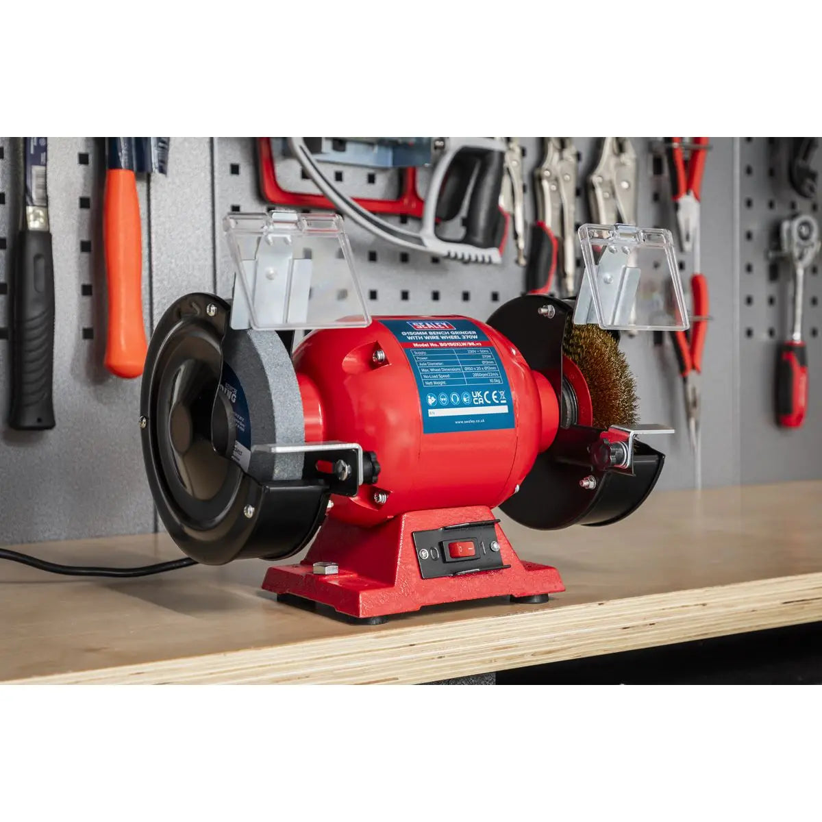 Sealey Bench Grinder Ø150mm with Wire Wheel 370W/230V 