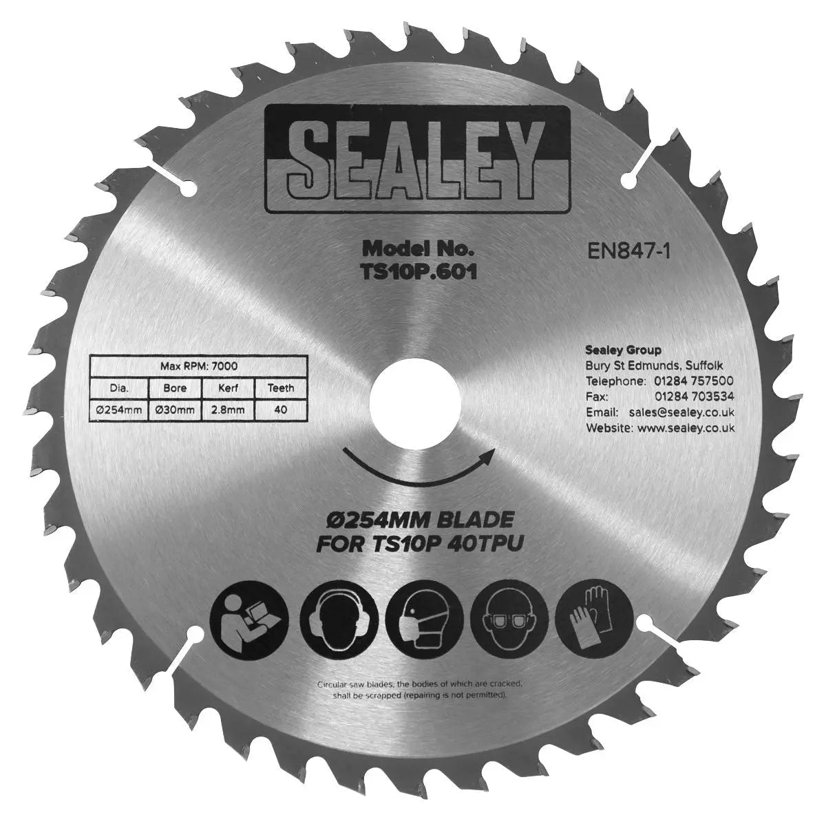 Sealey Blade Ø254mm x 2.8mm/Ø30mm Bore 40tpu 