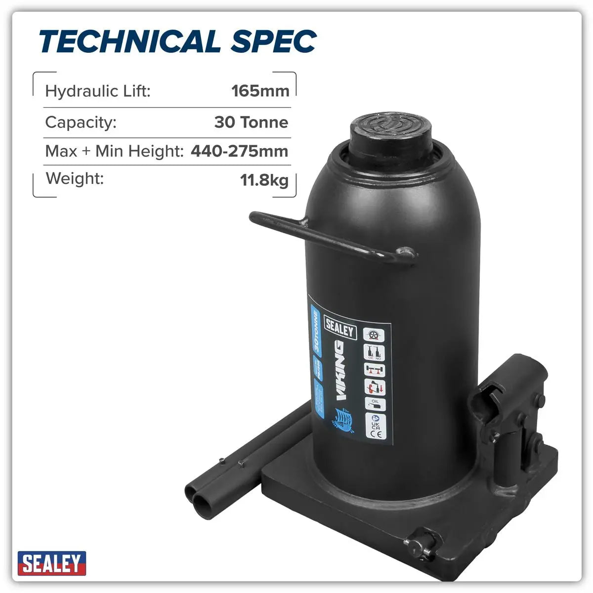 Sealey Bottle Jack 30 Tonne  White Rose Tools