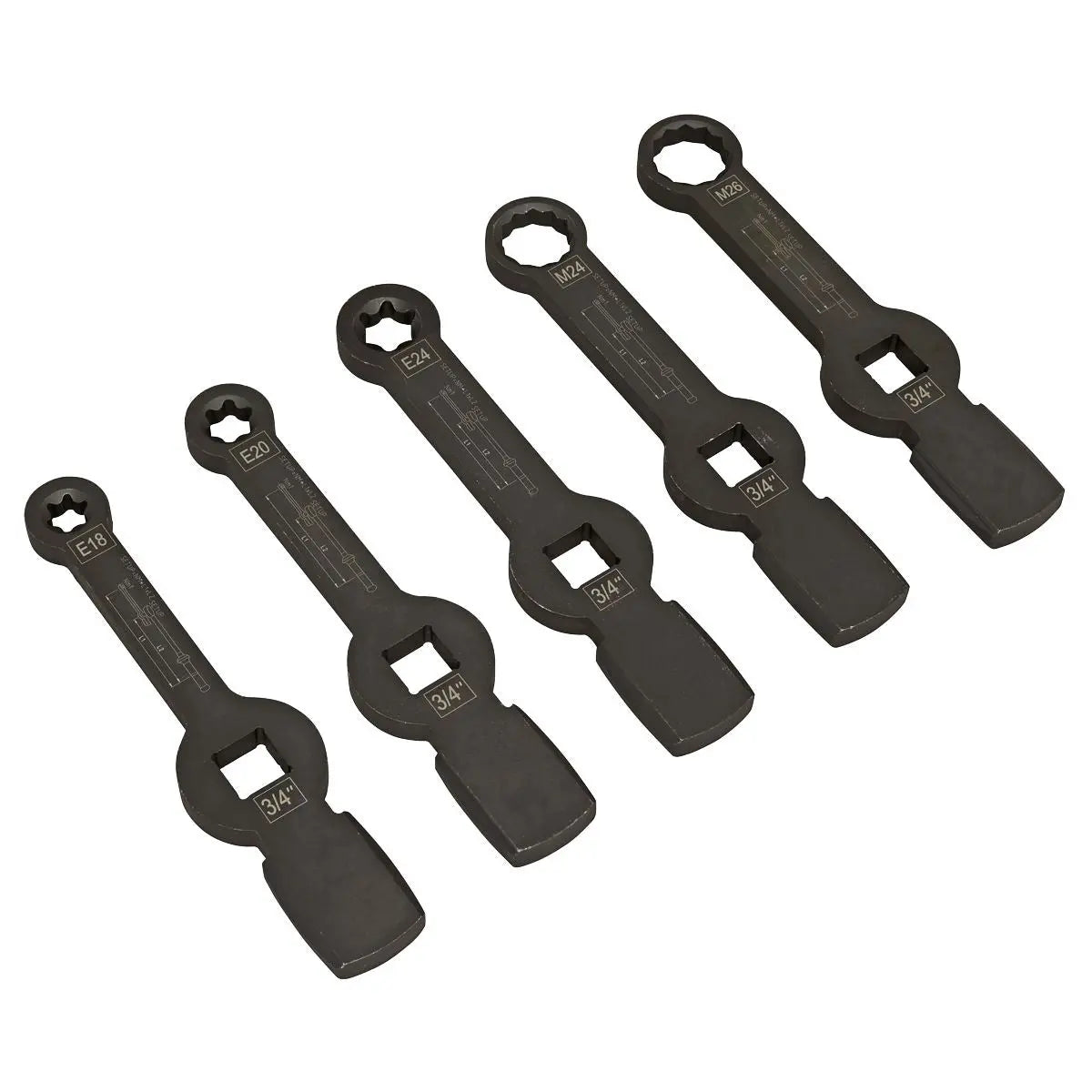 Sealey Brake Caliper Slogging Wrench Set 5pc 