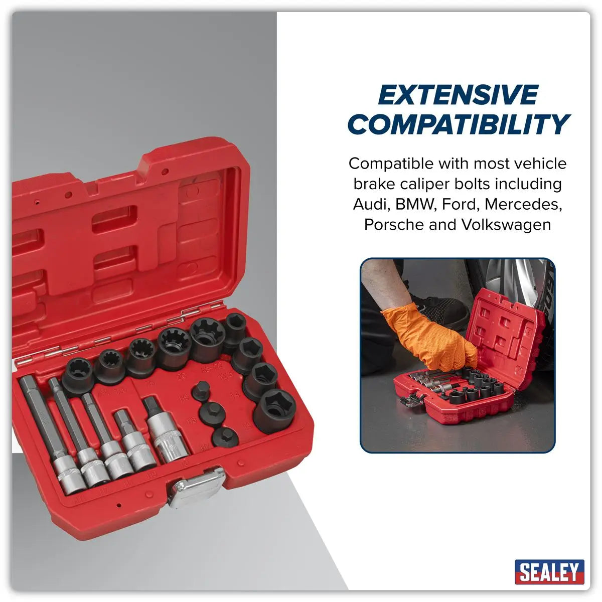 Sealey Brake Caliper Socket Set 17pc - White Rose Tools