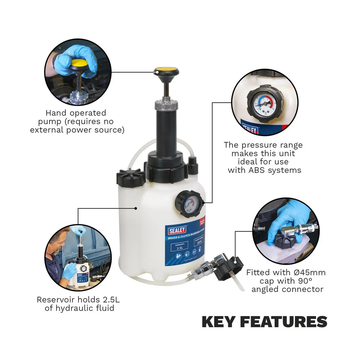 Sealey Brake and Clutch Bleeding System 2.5 Litre One Person Operation 