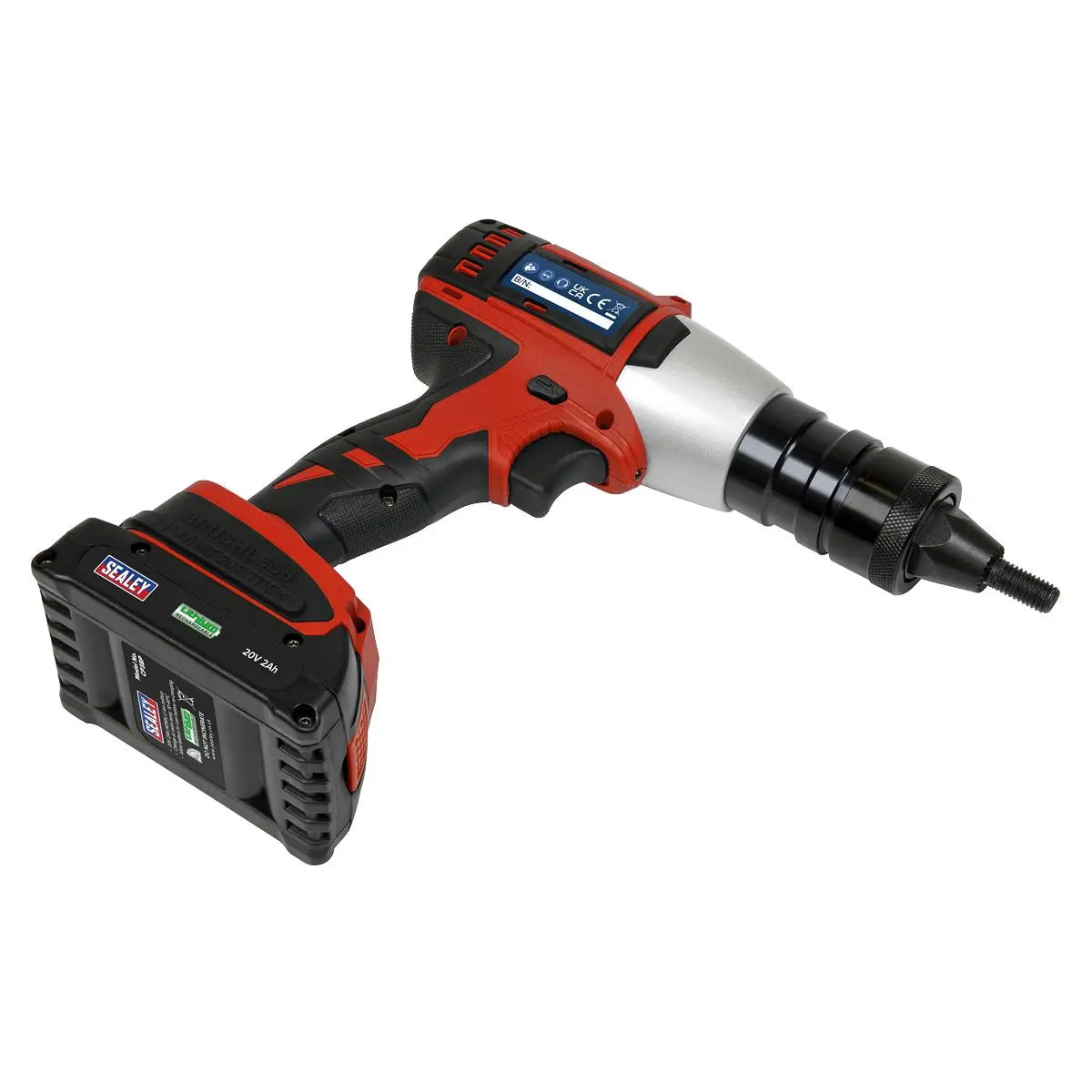 Sealey Brushless Cordless Nut Riveter 20V 2Ah Lithium-ion 