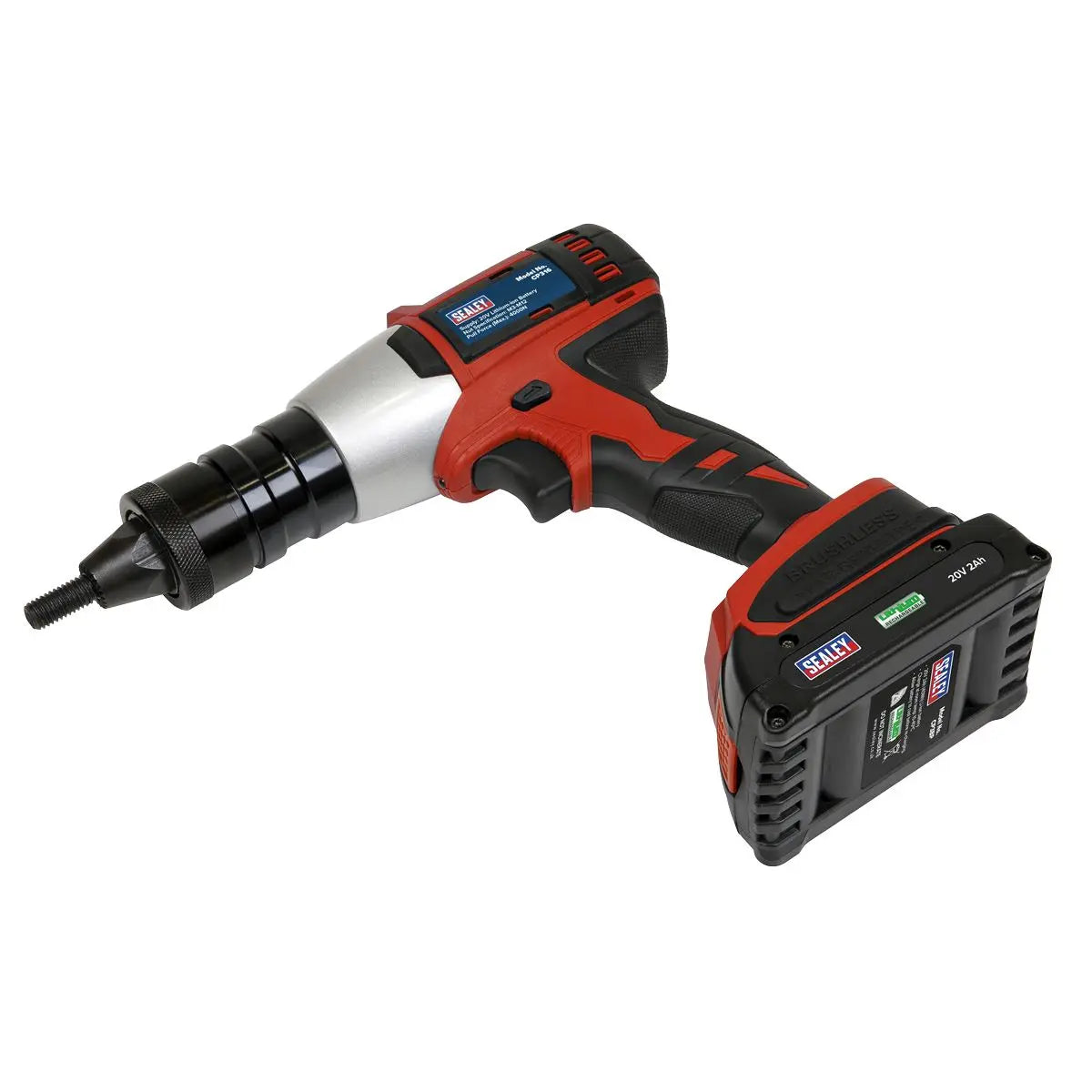 Sealey Brushless Cordless Nut Riveter 20V 2Ah Lithium-ion 