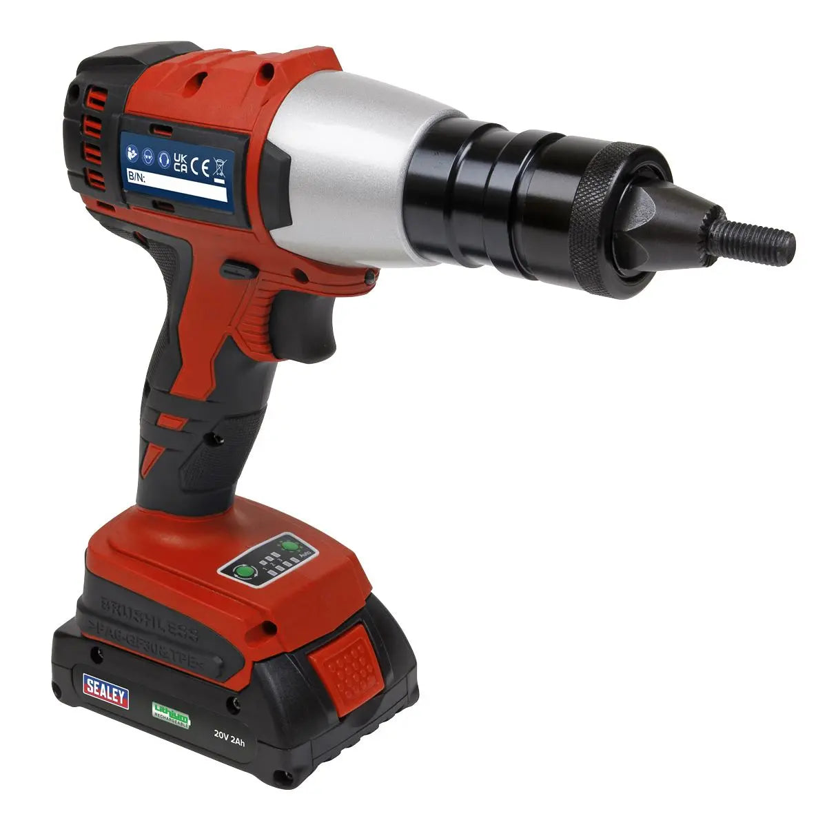 Sealey Brushless Cordless Nut Riveter 20V 2Ah Lithium-ion 