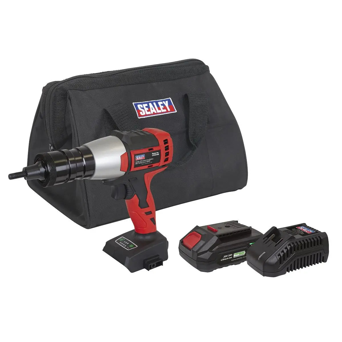 Sealey Brushless Cordless Nut Riveter 20V 2Ah SV20 Series  White Rose Tools