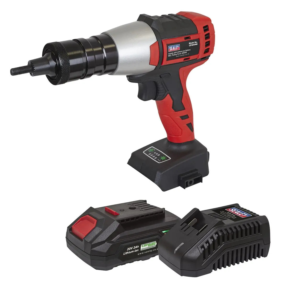 Sealey Brushless Cordless Nut Riveter 20V 2Ah SV20 Series  White Rose Tools