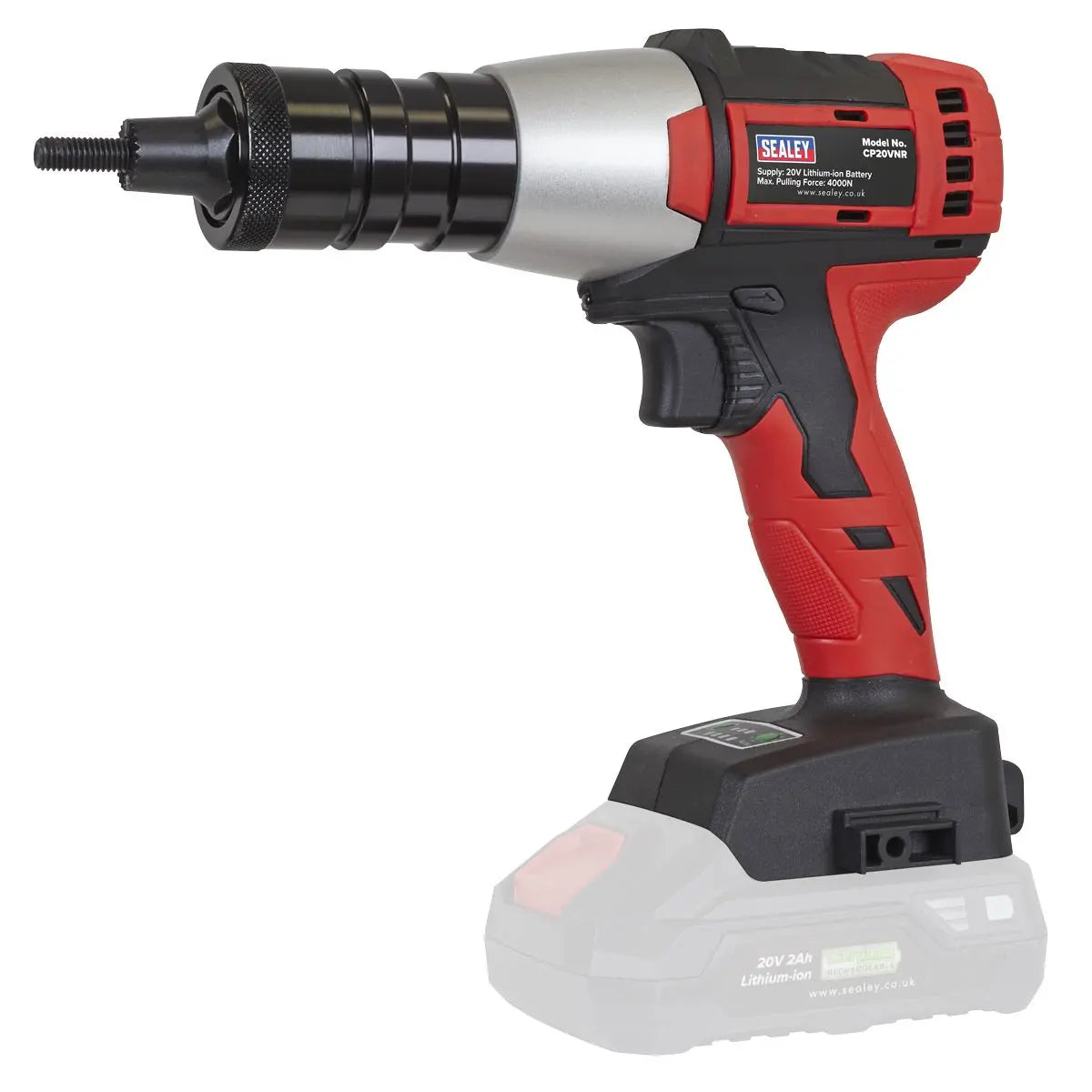 Sealey Brushless Cordless Nut Riveter 20V SV20 Series - 2 Batteries  White Rose Tools