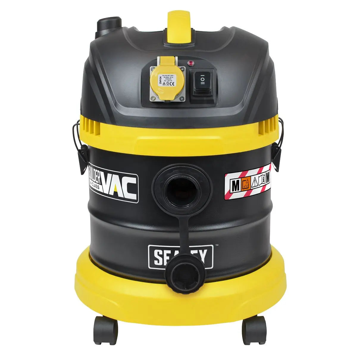 Sealey BuilderVac® Wet & Dry Vacuum Cleaner 15L Stainless Steel Drum M Class Filtration 110V  White Rose Tools