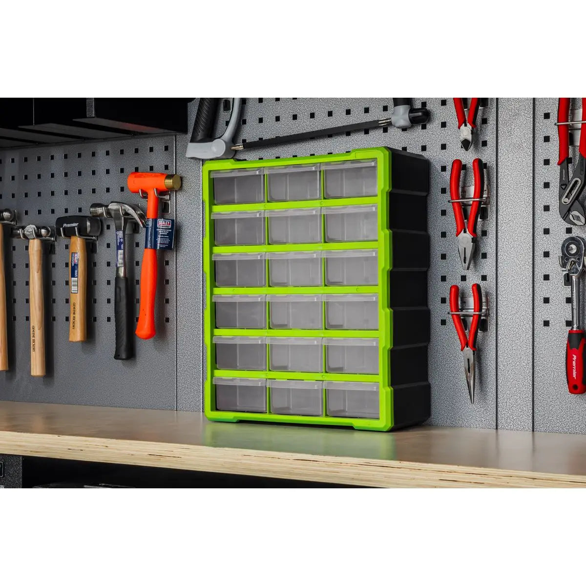 Sealey Cabinet Box 18 Drawer - Green/Black 