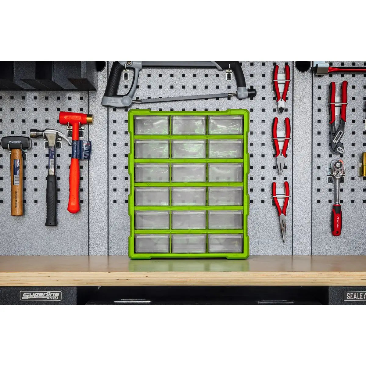 Sealey Cabinet Box 18 Drawer - Green/Black 