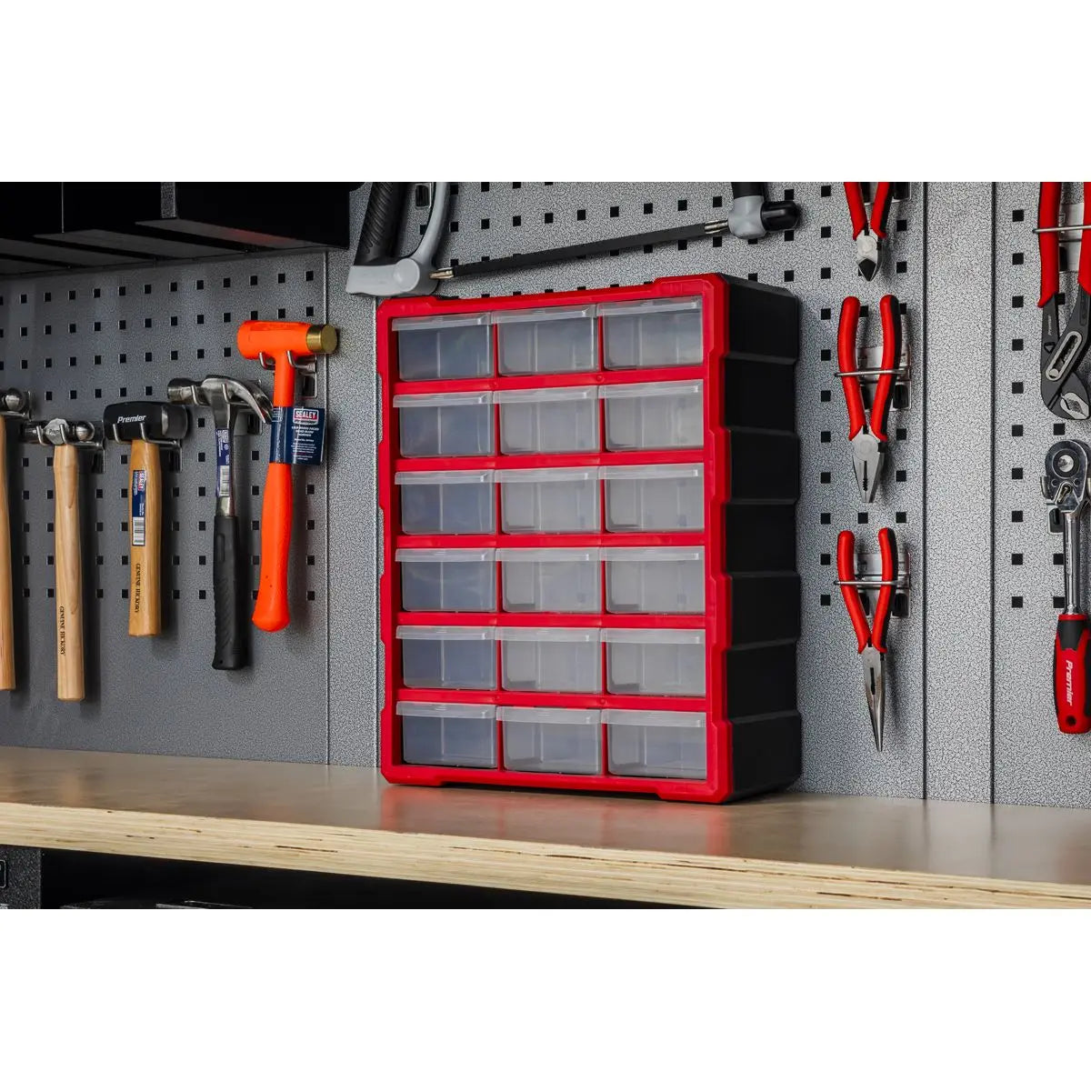 Sealey Cabinet Box 18 Drawer - Red/Black 