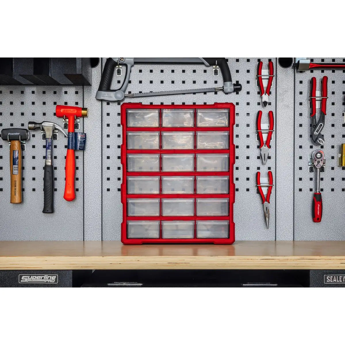 Sealey Cabinet Box 18 Drawer - Red/Black 