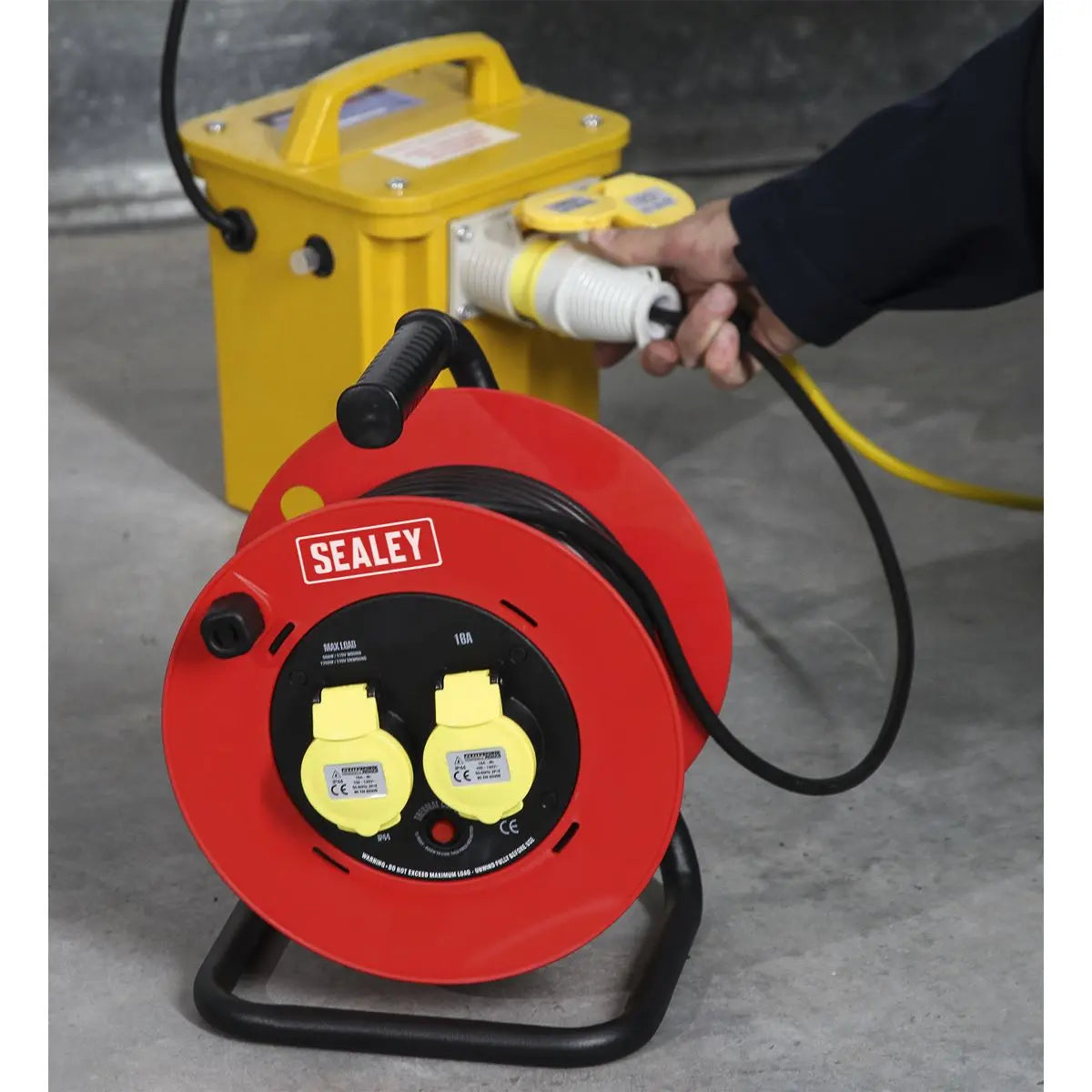 Sealey Cable Reel 25m 2 x 110V 1.5mm² Heavy-Duty Thermal Trip 