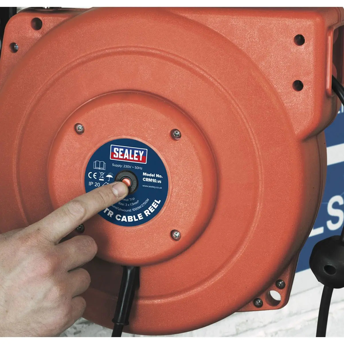 Sealey Cable Reel System Retractable 10m 2 x 230V Socket 