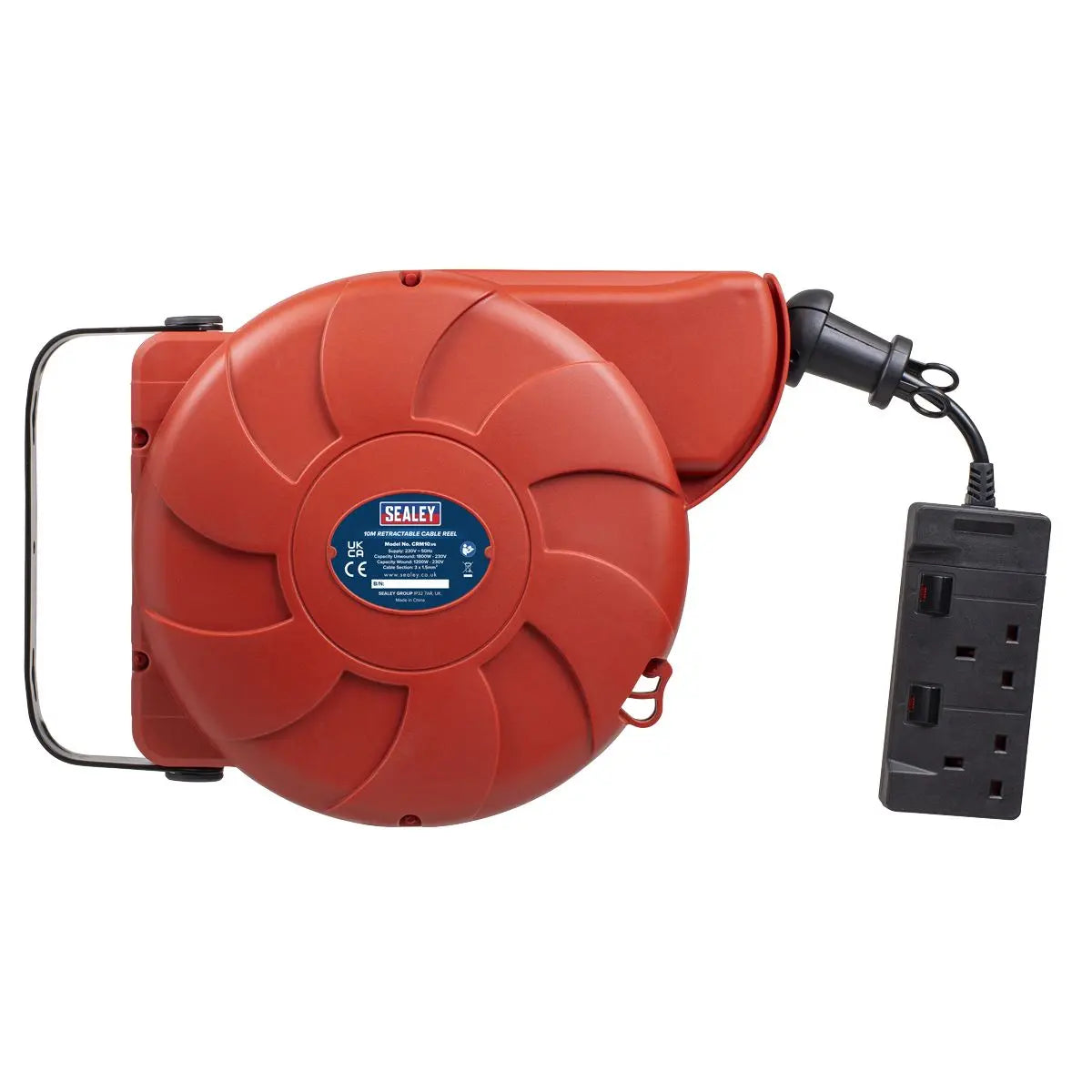Sealey Cable Reel System Retractable 10m 2 x 230V Socket 