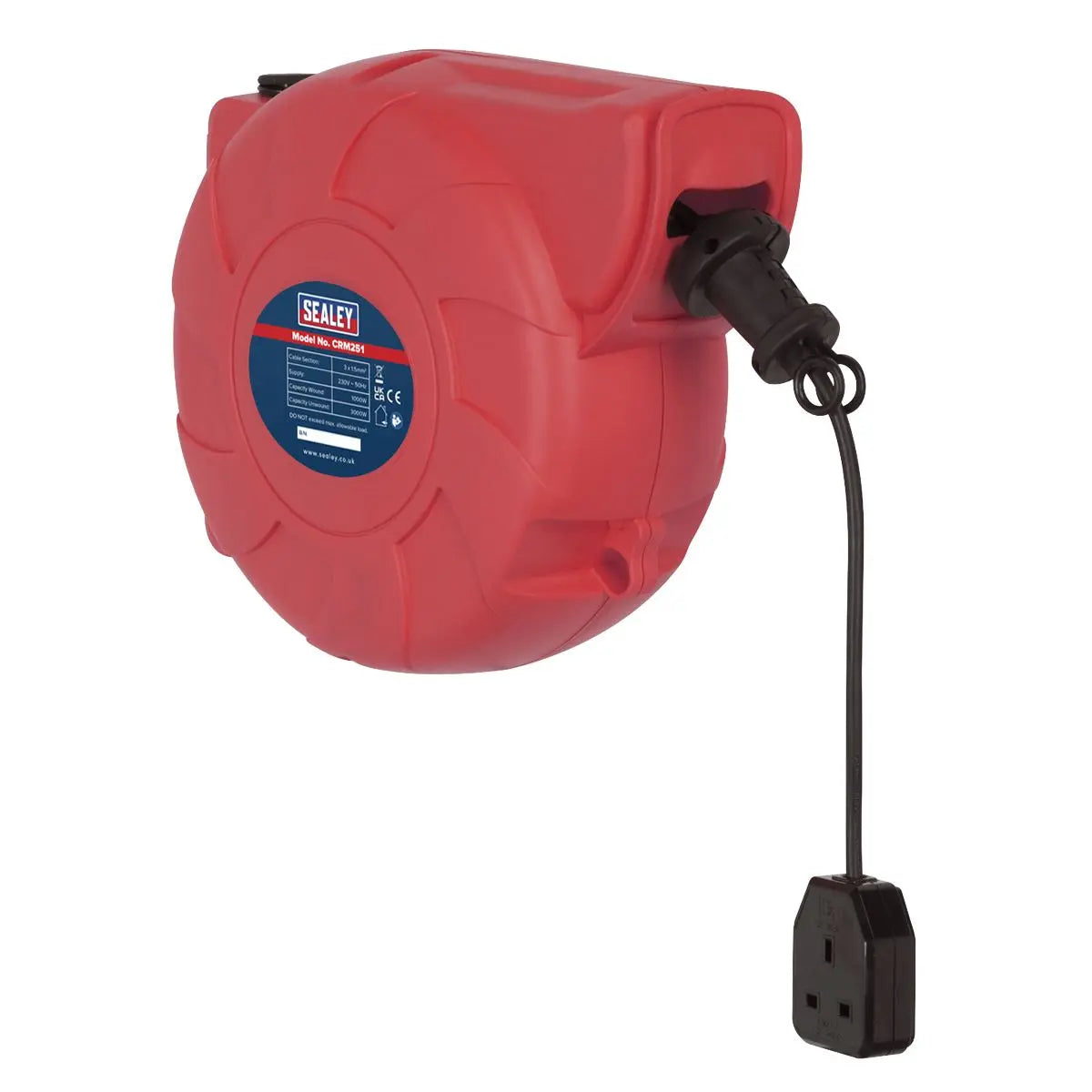 Sealey Cable Reel System Retractable 25m 1 x 230V Socket 