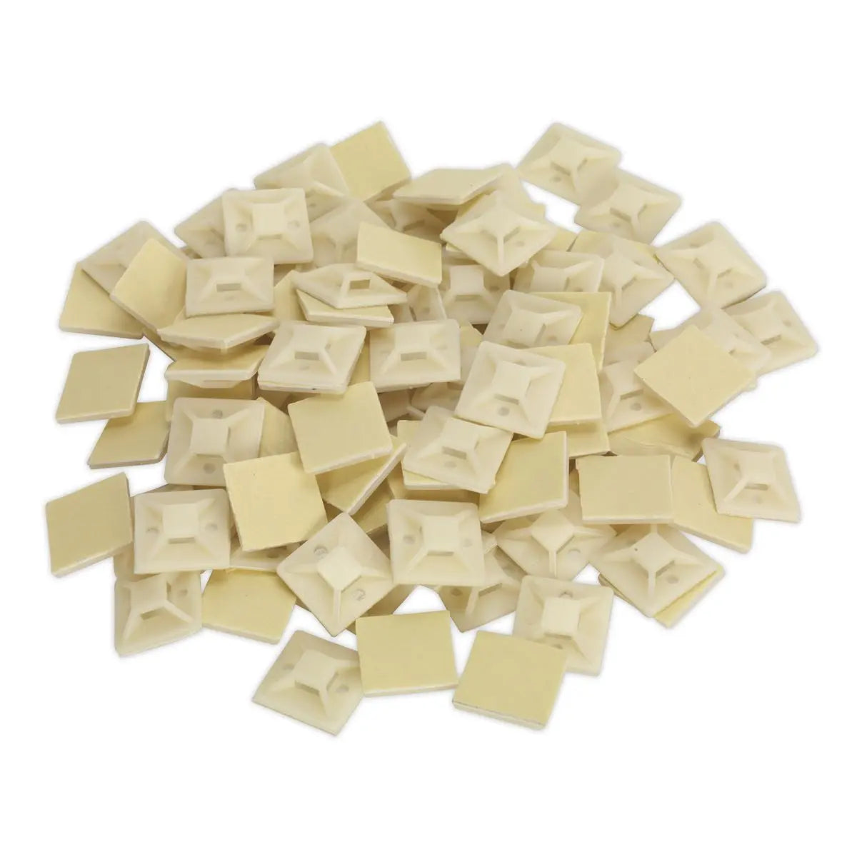 Sealey Cable Tie Mount Self Adhesive 25 x 25mm White Pack of 100 