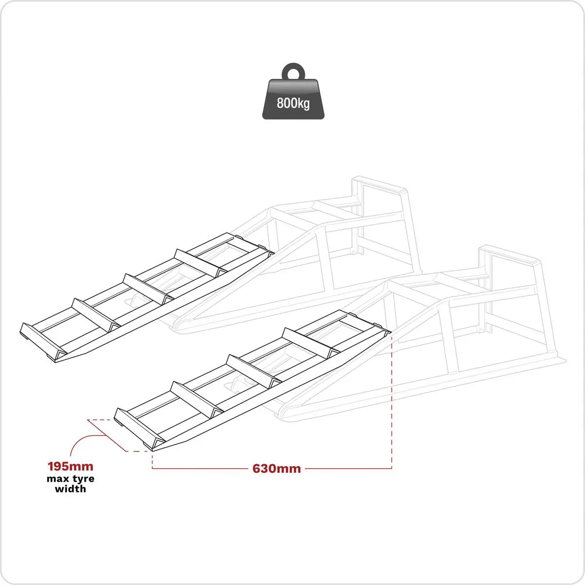 Sealey Car Ramp Extensions 400kg Each/800kg per Pair 