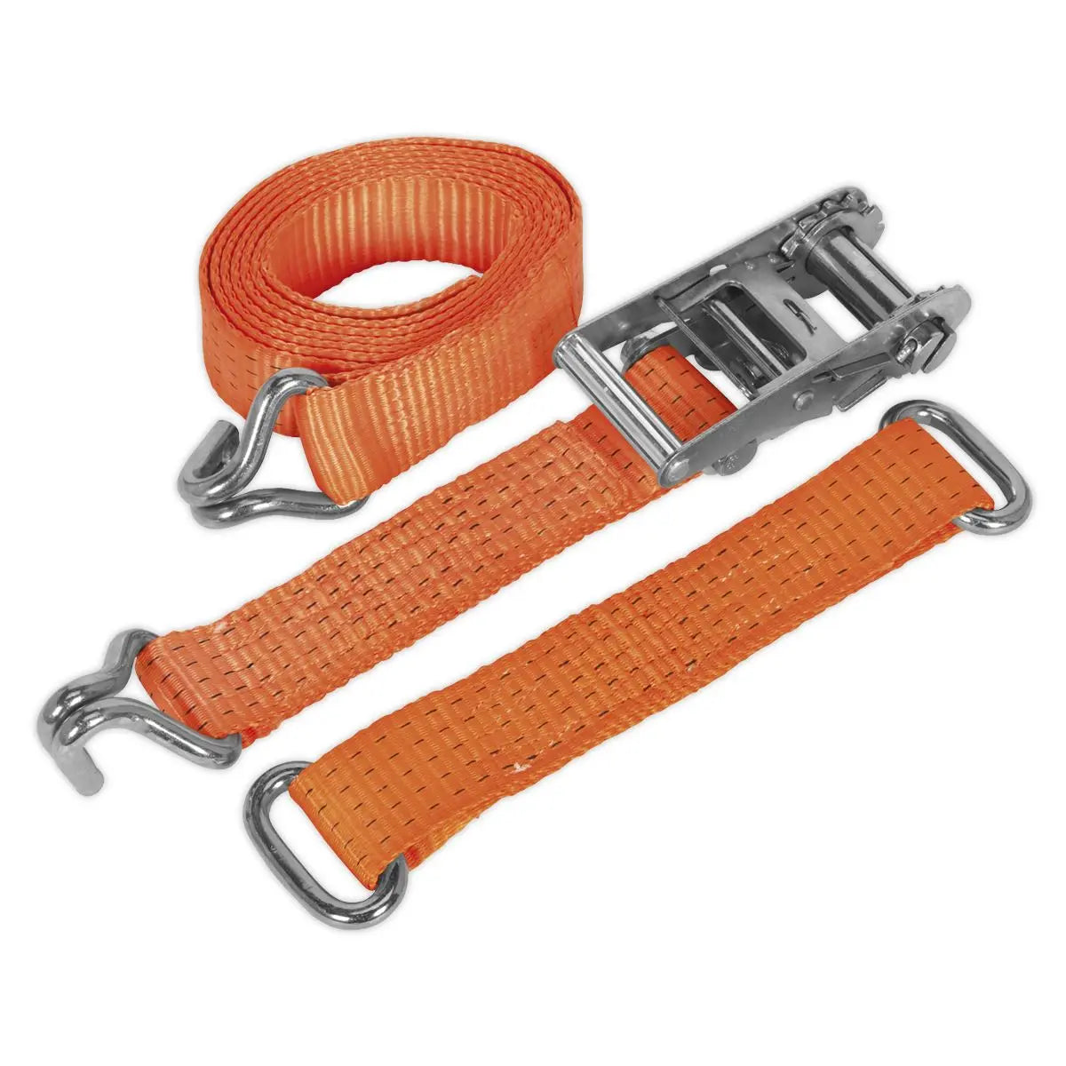 Sealey Car Transporter Ratchet Strap 50mm x 3m Steel Wheel - Single 4500kg Breaking Strength 