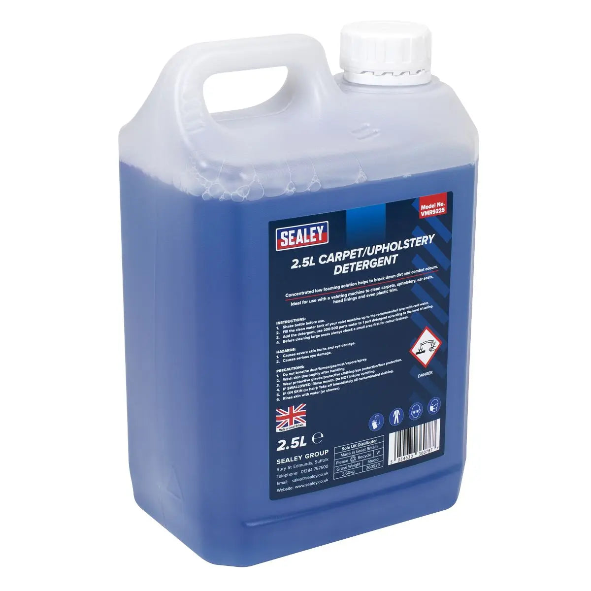 Sealey Carpet/Upholstery Detergent 2.5L  White Rose Tools