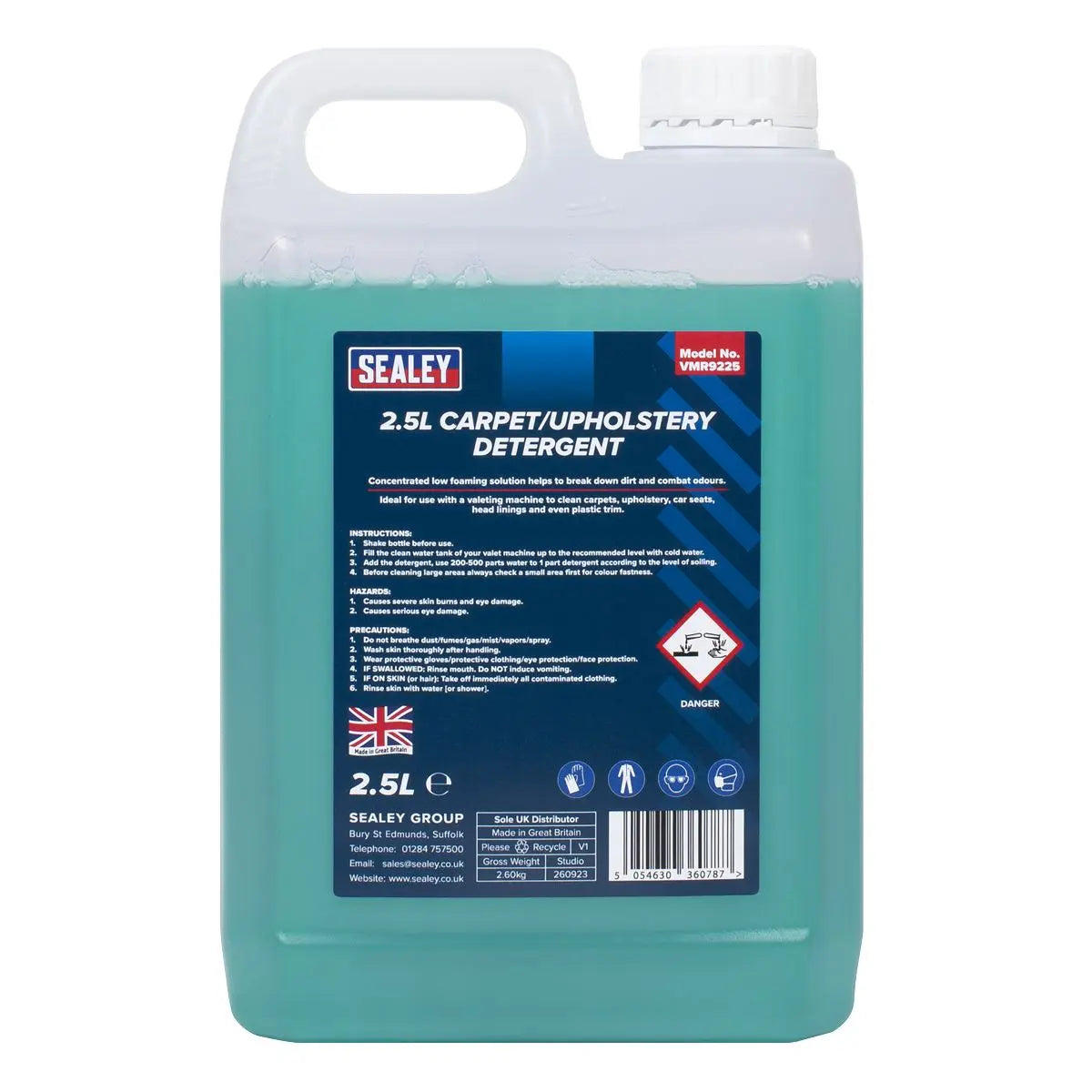 Sealey Carpet/Upholstery Detergent 2.5L  White Rose Tools
