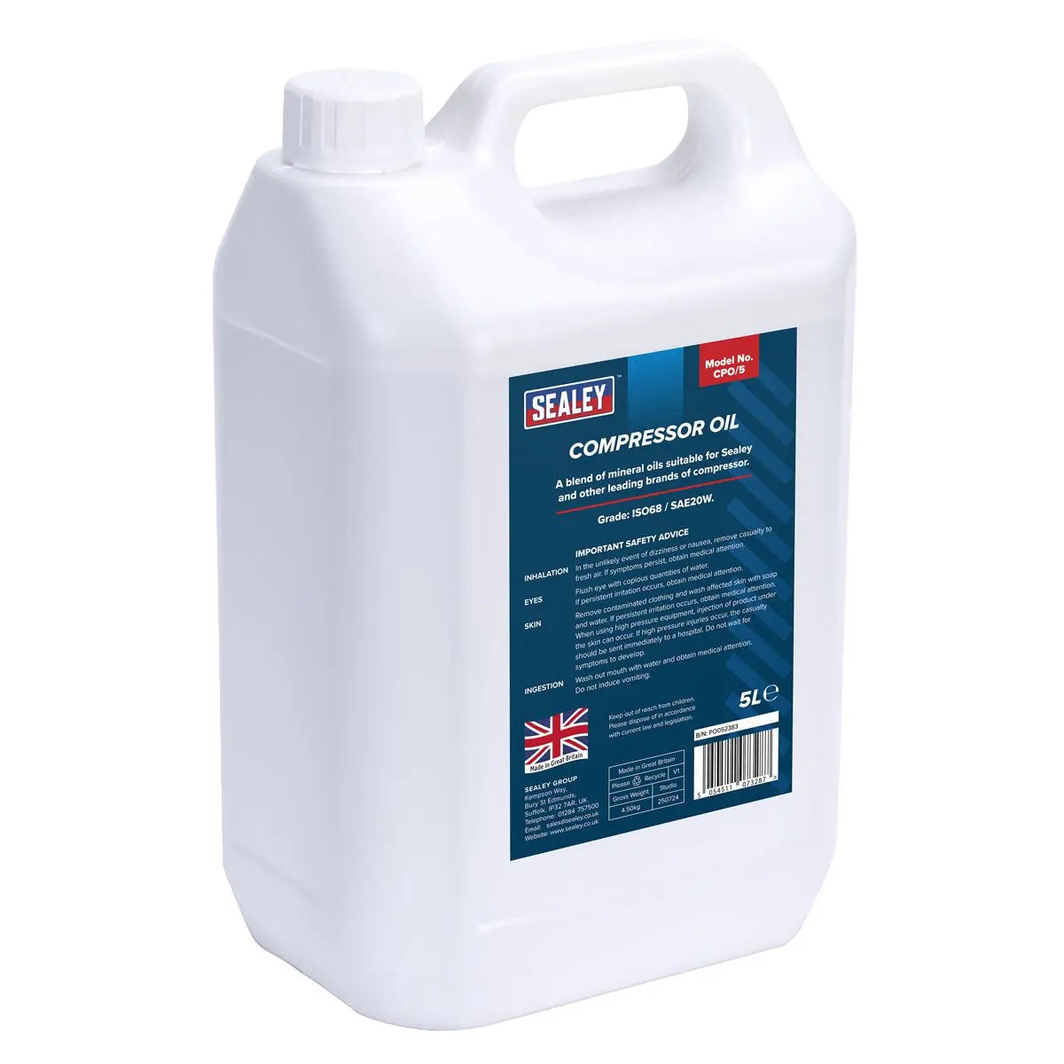 Sealey Compressor Oil 5L 